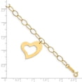 thumbnail image 3 of Real 14kt Yellow Gold Oval Link Open Chain Chain Bracelet with Heart Chain Bracelet; for Adults and Teens; for Women and Men, 3 of 3