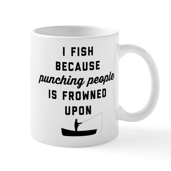 CafePress - I Fish Because Punching People I - 11 oz Ceramic Mug - Novelty Coffee Tea Cup