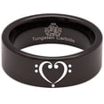 thumbnail image 5 of Bass Clef Heart Plain Tungsten Carbide Ring, 5 of 9