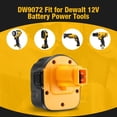 thumbnail image 2 of 4Pack 12V 3.6Ah Ni-Mh Battery for Dewalt DW9071 DW9072 DC9071 DE9037 DE9071 DE9072 DE9074 DE9075, 2 of 15