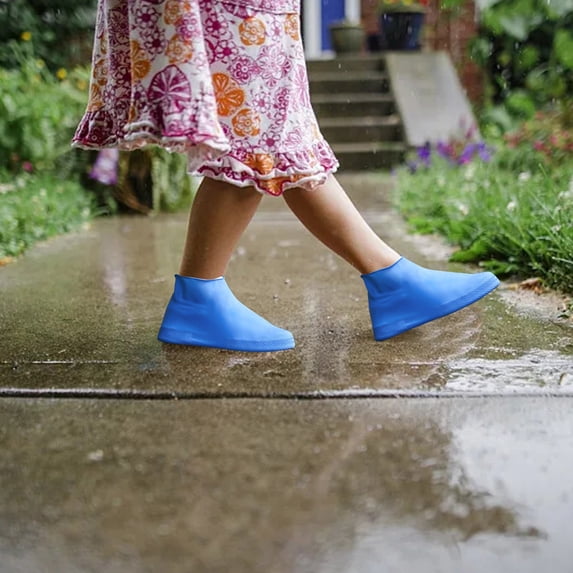 Shoe Cover Rain Overshoes Silicone Outdoor Protectors for Rain Day Desert Beach Roads Reusable Footwear Shield, M, Blue