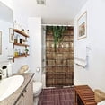 thumbnail image 6 of Stall Wooden Shower Curtain 36Wx72H Inch Rustic Wood Bran Door Wooden Green Leaves Antique Brown Wall Board Retro Bathroom Home Decor Waterproof Polyester 7 Pack Plastic Hooks, 6 of 6