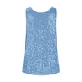 thumbnail image 5 of Miluxas Womens Summer Fashion Sequin Tops Scoop Neck Sequin Sparkle Shimmer Sleeveless Tanks Tops Blouses Sky Blue 10(XL), 5 of 6