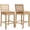 Amber, variant on French Country Bar Stools Set of 2, Grey Rattan Counter Height Stools, Linen Upholstered, Farmhouse Wooden Barstools with Cane Back, Kitchen Island Chairs, Sillas para Barra de Cocina (Gray, 2 Pcs)