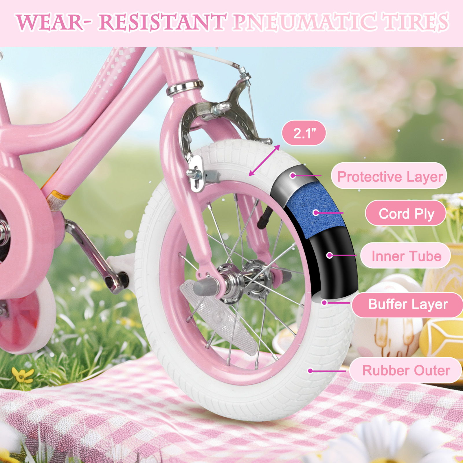 Glaf 12 Inch Girls Bike with Training Wheels and Basket photo 2