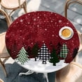 thumbnail image 3 of Vintage Red Christmas Tree Fitted Tablecloth with Elastic Edged, Round Table Cloth for Dining Table, Xmas Tree Snowflake Waterproof Oil Proof Table Cover for Indoor Outdoor 45"-54", 3 of 9