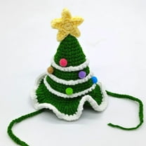Tvtnvo Dog and Cat Christmas Hat Pet Clothes Hand Knitted Wool Santa Claus and Christmas Tree Designs Holiday Party Photo Prop Festive Pet Accessories for Family Gatherings Green