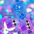 thumbnail image 5 of for Samsung Galaxy S25 Plus (Not S25)/ S24 Plus Quicksand Case with Ring Kickstand, Bling Cute Glitter Flowing Liquid Floating Sparkle Cover for Samsung Galaxy S25 Plus. JB-Purple Blue, 5 of 14