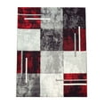 thumbnail image 5 of Modern Area Rug with Checkered Pattern in Grey Red, 5 of 5
