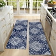 thumbnail image 4 of Kitchen Rugs Sets Of 2,Blue and White Ethnic Floral Pattern Anti Fatigue Kitchen Mat Rugs Non Slip Washable,Decorative Kitchen Floor Mats for Kitchen,Sink,Laundry,17"X47", 4 of 5
