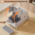 thumbnail image 2 of Ourlova Stainless Steel Litter Box with Lid Extra Large High Sided Cat Litter Trays Enclosed Litter Box with Cat Litter Mat And Scoop Easy Clean Detachable, 2 of 7