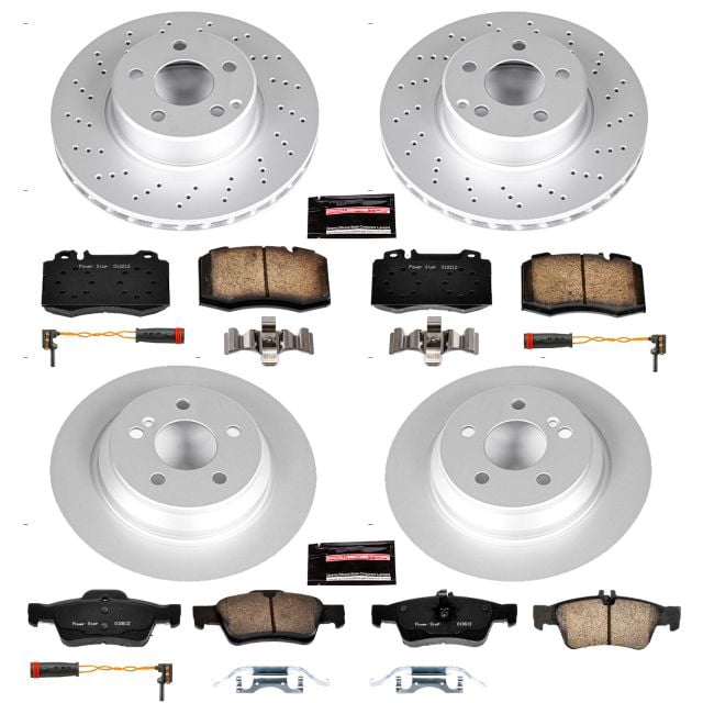 PowerStop Front and Rear Geomet Coated Brake Rotor and Pad Kit Fits: MERCEDES-BENZ Select Models CRK6229