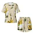 thumbnail image 5 of Wukai Gnomes Bees And Sunflowers Print Women's Pajama Set - Short-Sleeve Top and Shorts with Elastic Waistband and Pockets for Loungewear, Yoga, and Casual Wear-Small, 5 of 8