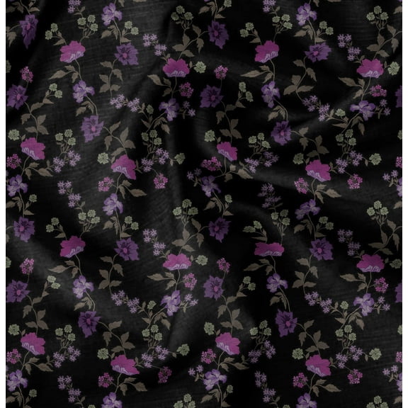 Soimoi Black Fabric - By the Yard - 42 Inch Wide - Florals Print Fabric - Elegant and Timeless Patterns for Fashion and Home Decor Printed Fabric