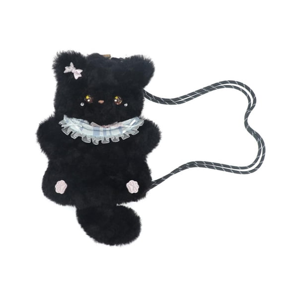SDFGTstore Women's Cats Shaped Purses Plush Crossbody Shoulder Bag Phone Pouch Purses