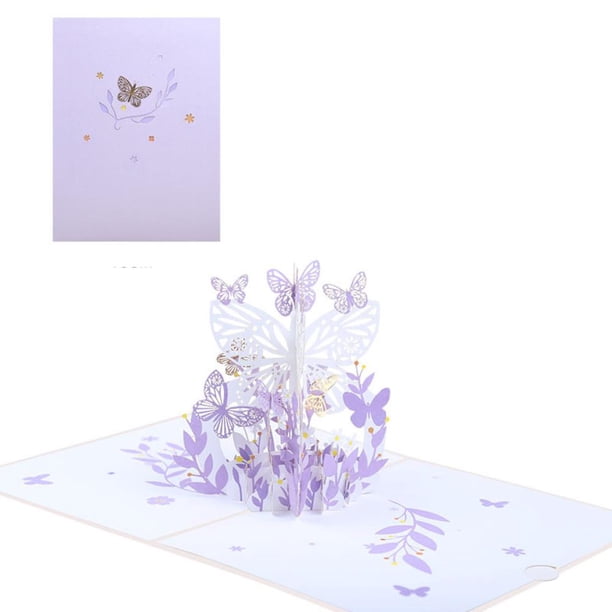 Esposa Tarjeta De Felicitación 3D Tarjeta De Felicitación De Mariposa Y Flor Para Regalo Del Día De La Madre Regalo De Cumpleaños De Esposa Regalo De Pareja Serendint HA040523-02