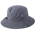 thumbnail image 3 of Sombrero para el , ancha, ajustable, con cordón, gorra de pesca occidental, sombrero de cubo de verano para mochileros, escalada, jardinería, Gris, 3 of 9