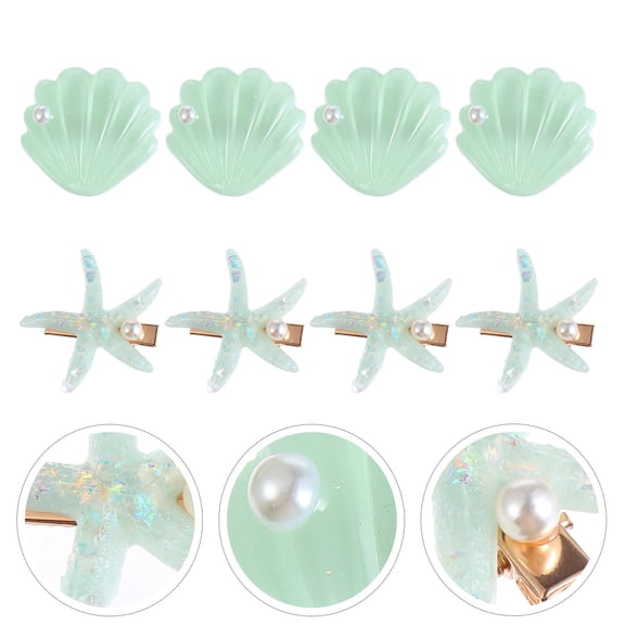 Raindrops Hairpins for Girls Design Green Plastic 8Pcs