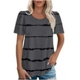 thumbnail image 1 of Plebaso Hauts à Œillets pour Femmes Manches Courtes Rayées T-Shirts Décontractés Col Rond Mode Blouses d'Été, 1 of 6