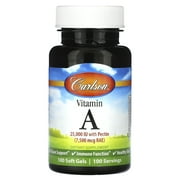 Carlson Vitamin A, 7,500 mcg RAE (2,5000 IU), 100 Soft Gels