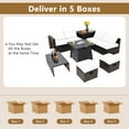 thumbnail image 4 of Topbuy 9 Pieces Outdoor Patio Furniture Set with 30" Propane Fire Pit Table Outdoor PE Wicker Space-Saving Sectional Sofa Set with Storage Box and Cushions Red, 4 of 10