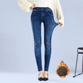 thumbnail image 2 of Gibobby Leggings Translúcido Mujer Leggings elásticos cintura alta para mujer, mallas finas imitación vaquera, pequeños, versátiles, adelgazantes, 80% algodón, primavera y otoño（Azul，Talla única), 2 of 5