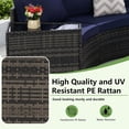 thumbnail image 5 of 7 Pieces Half-Moon Outdoor Patio Furniture Set, Rattan Patio Conversation Set with Coffee Table & 2 Sofa Side Table for Backyard, Blue, 5 of 7