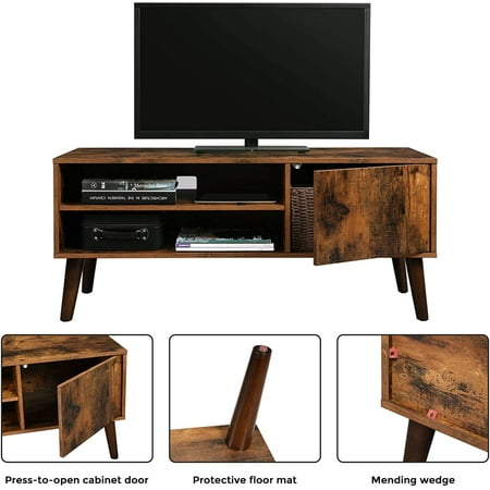 Vasagle Retro Tv Stand Tv Console Mid Century Modern Entertainment Center For Flat Screen Tv Cable Box Gaming Consoles Walmart Canada