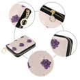 thumbnail image 3 of PU Leather Zip Card Holder Women's Card Case Zipper Card Case Compact & Lightweight Grapes and Flowers Pattern, 3 of 7