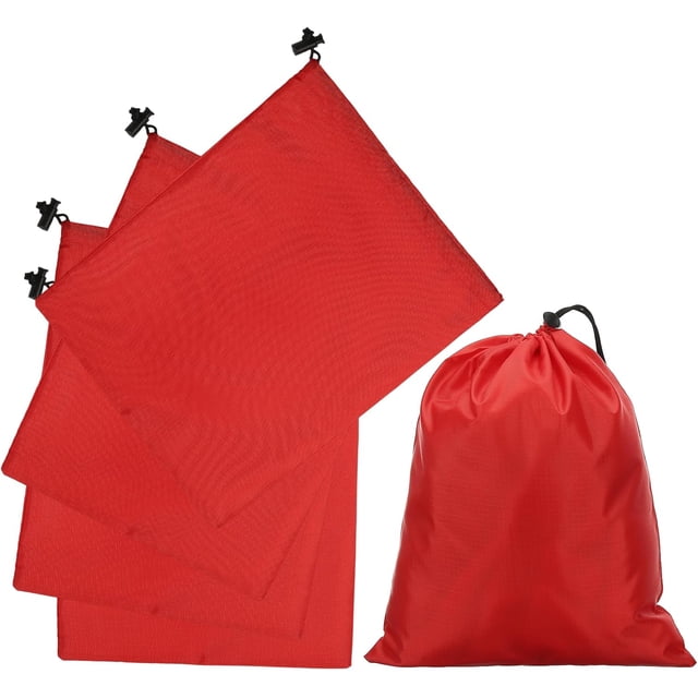 5Pcs 210D Polyester Drawstring Bag with Toggle, 10 x 12 Inch Waterproof Travel Storage Foldable Stuff Sack Cinch for Gym Hiking Yoga Clothes Organizer, Red