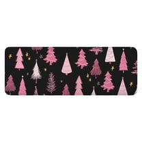 Black and Pink Christmas Tree Pattern Kitchen Rug Mat,Kitchen Runner Rugs Non Skid Washable,Decorative Kitchen Floor Mats for Kitchen,Sink,Laundry,17"x47.2"