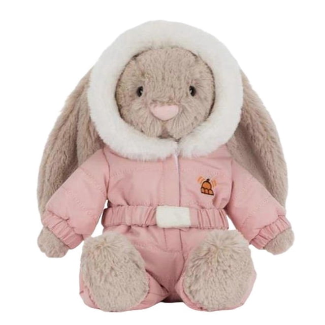 Conejito de peluche de esquí, lindo oso de peluche con traje de nieve, muñeco de peluche suave, regalo de cumpleaños de Navidad para niños