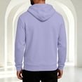 thumbnail image 4 of Men's Hooded Long Sleeve Solid Sweatshirt Warm Casual Pullover Comfortable Basic Top with Kangaroo Pocket for Fall Winter Everyday Wear and Weekend Outings Light Purple 2XL, 4 of 6