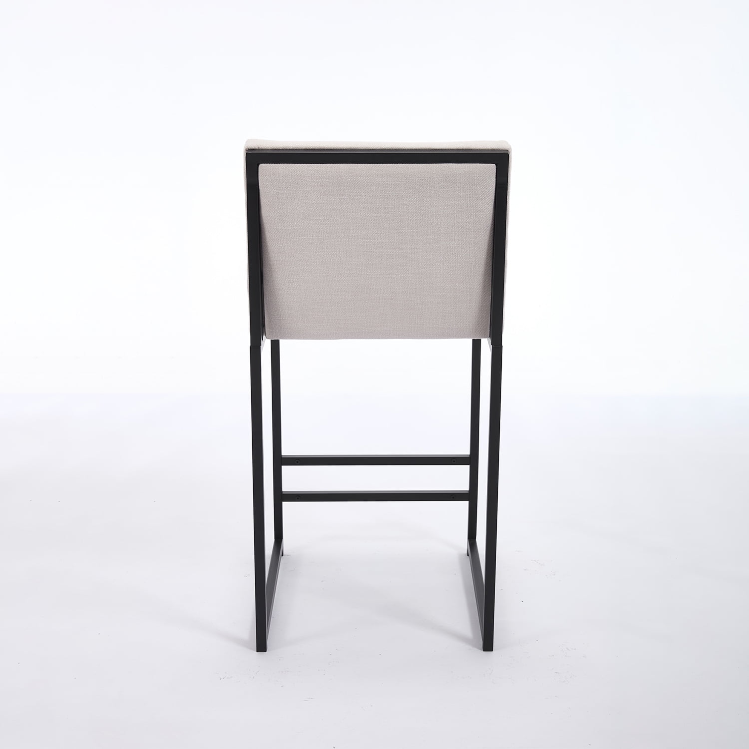 Demi Bonn 44" Counter Height Bar Stools Set of 2, Upholstered Linen Barstools with Back, Armless Kitchen Island Countertop Chairs with Metal Legs, White