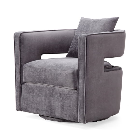 TOV Furniture Kennedy Grey Velvet Swivel Chair
