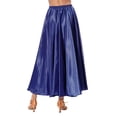 thumbnail image 3 of Alvivi Women Elastic Waistband Ruffle Maxi Skirt Swing A-line Pleated Skirts Casual Skater Navy Blue 90cm, 3 of 6