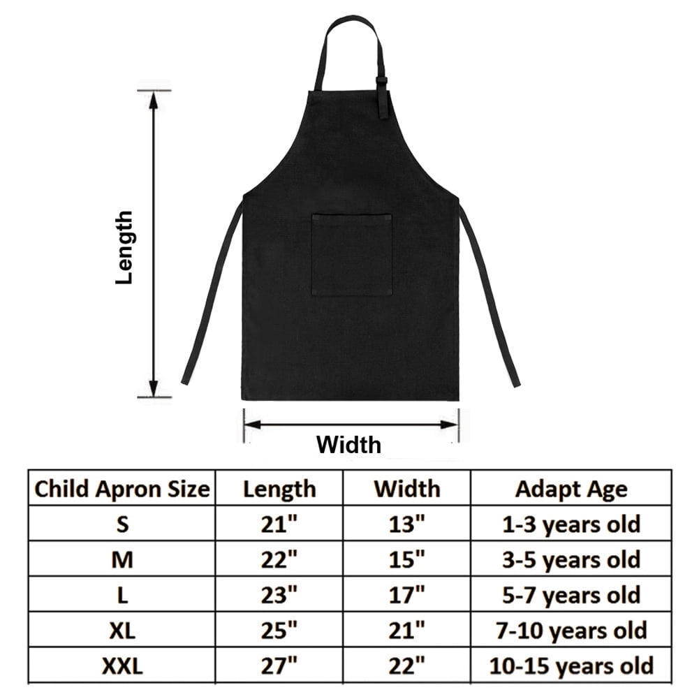 Toptie 6 Pack Kids Aprons with Pocket & Adjustable Strap, Child Chef Bib Apron for Kitchen Cooking Baking Painting-Black Dot-S