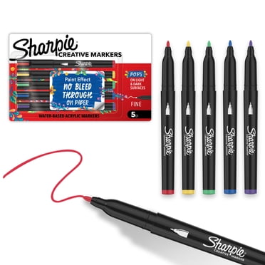 Sharpie Creative Markers, Water-Based Acrylic Paint Markers, Fine Tip, Assorted, 5 Count