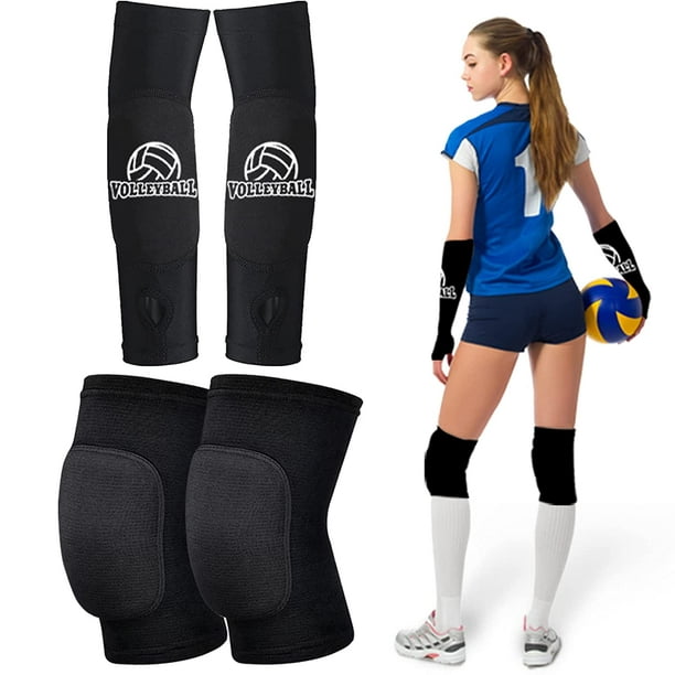 Volleyball Knee Pads and Volleyball Arm Sleeves, Volleyball Accessories  Gear with High Protection Pad Volleyball Kneepads Thumb Hole Arm Sleeves  for