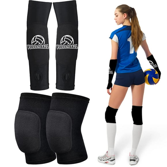 Genouillères de Volley-Ball et Manches de Bras de Volley-Ball, Accessoires de Volley-Ball Équipement avec Haute Protection Genouillères de Volley-Ball Manches de Bras de Trou de Pouce pour les Femmes Adolescentes Jeunes Entraînement