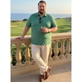 thumbnail image 5 of DARING DIVA Men's Big Tall Leaf Printed Short Sleeve Casual Polo Shirts XL Green, 5 of 7
