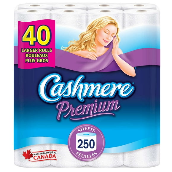 Cashmere Papier Toilette Premium Doux et Épais, Hypoallergénique et Sûr pour les Fosses Septiques, Lot de 40