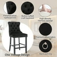 thumbnail image 3 of Bar Stools Set of 2, LegaHome Velvet Bar Stool with Back, Solid Wood Frame & Nailhead Trim, Counter Height Bar Chiar Button Tufted Upholstered Seat, Full Back Bar Stools, Black, 3 of 8