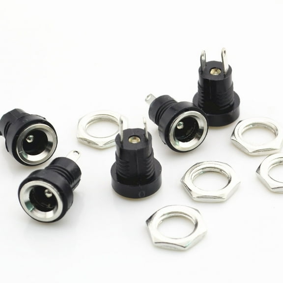 SENRISE 5pcs 12V DC Socket Charge Power Supply Jack Panel Mount Plug Connector Adapter Black