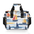 thumbnail image 7 of FORMRS Insulated Cooler Bag 24 Cans Capacity Soft Leakproof Lunch Box with Side Pockets, Orange Hand Drawn Sailboats, 7 of 7
