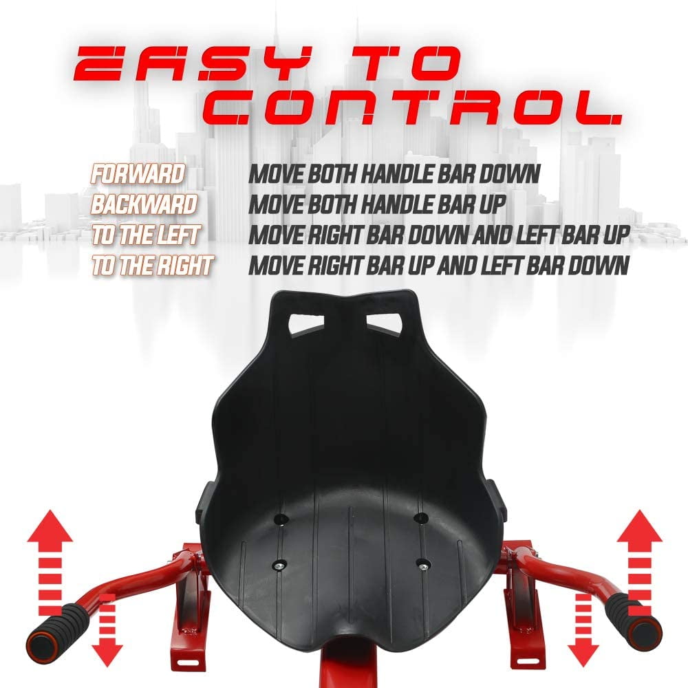 HoverFUN Hover Kart Go Kart Adjustable Seat Attachment for 6.5" Hover-Board Buggy - Red