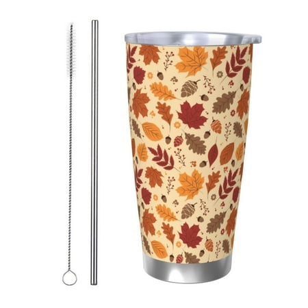 

Junzan Autumn Leaves 2 for 20oz Stainless Steel Insulated Car Cup with Spillproof Lid - Insulated Coffee Mug Thermal Cup-Straw Two-piece Set
