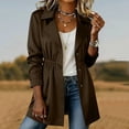 thumbnail image 2 of XPMWRP Women's Cinched Waist Trench Coat, Notched Lapel Mid Length Lightweight Windbreaker Jacket with Pockets Brown XL, 2 of 8