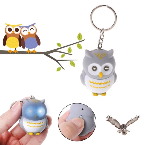 LED Light 3D Cartoon Owl Keyring Sound Hooting Key Chain Key Gift Kid Toys hot heqiyong LED