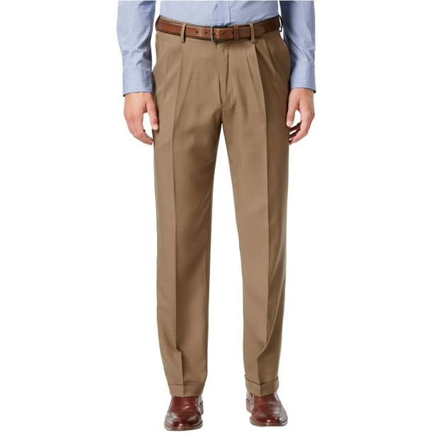 Haggar Eclo - Pantalones de vestir para hombre, color marrón, 40 W x 30 L Haggar pantalones